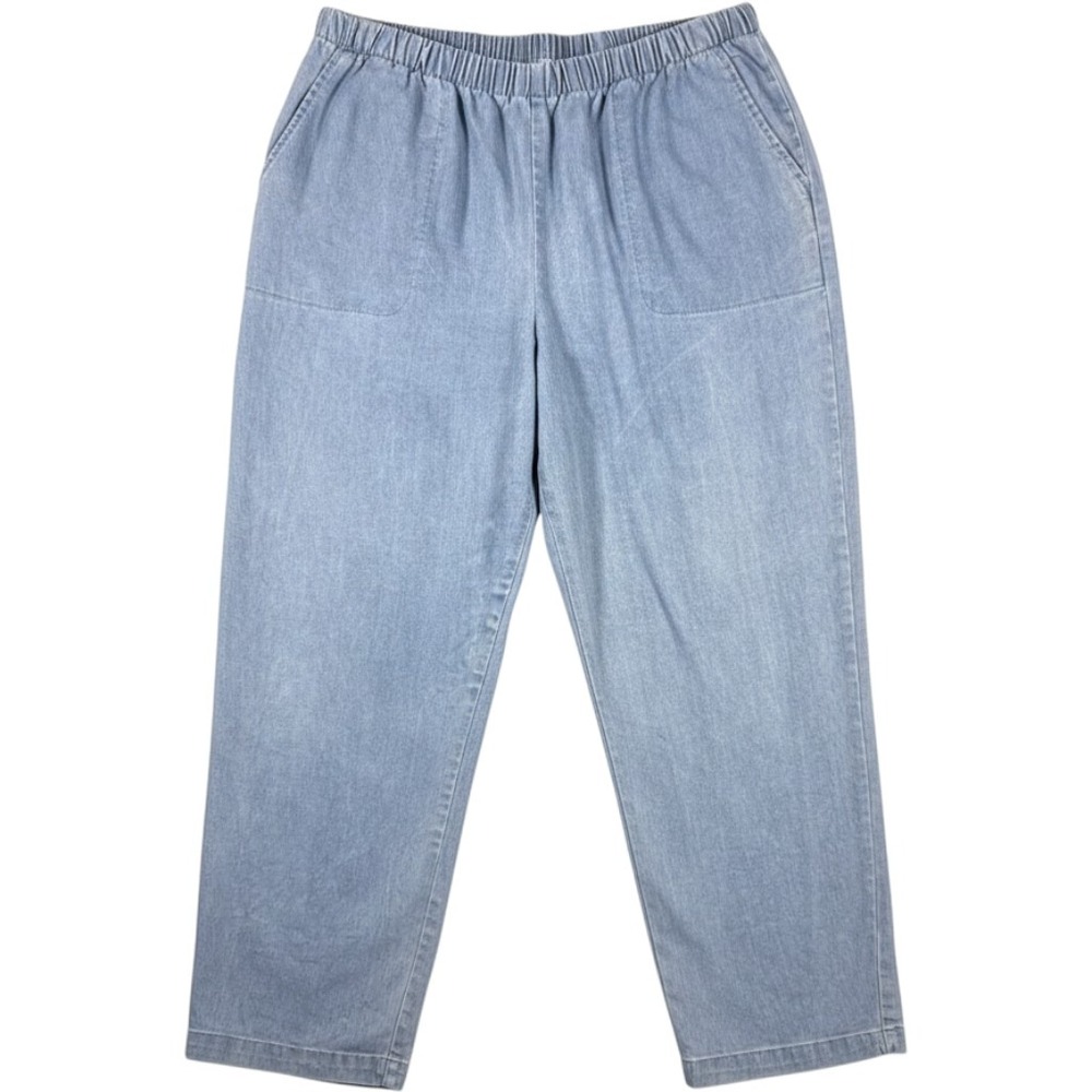 Woman Within Pants Womens 24W Blue Denim Pull On Elastic Waist Light Wash Casual